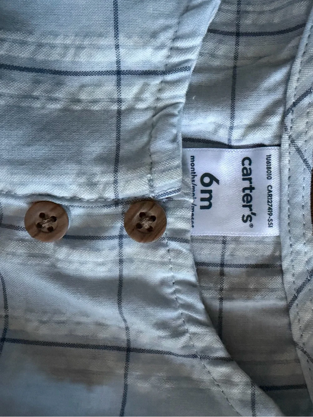 Carter's Light Blue Plaid 3-Piece Baby Sun Set with Hat